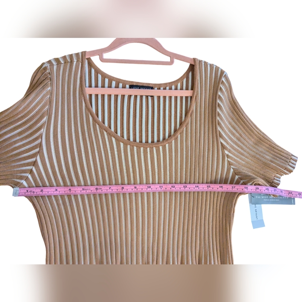 NWT Lane Bryant Stretchy Pleated Caramel/Cream Dress. Sz 18/20 - Picture 6 of 14